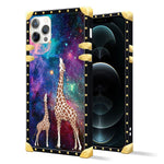 Liweile Phone Case For Iphone 13 Pro Max With Colorful Space Giraffe Pattern Shockproof And Dropproof Black Frame Smartphone Protective Case