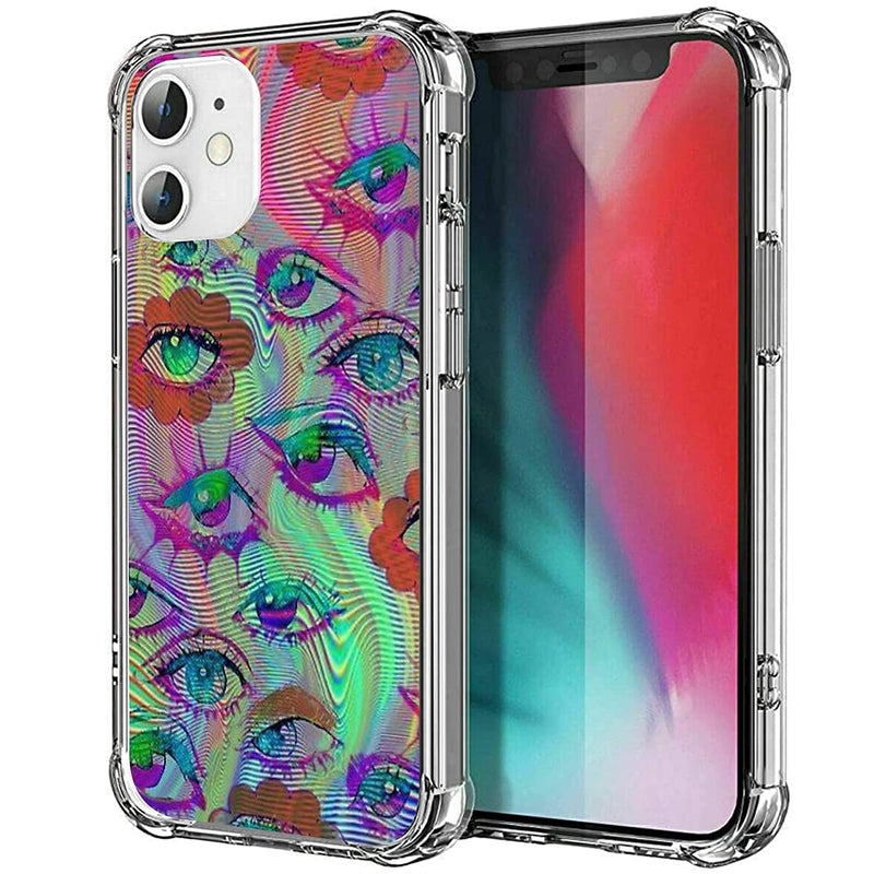 For Iphone 12 Pro Max Trippy Eyes Case Colorful Cool Trippy Psychedelic Eyes Aesthetic Case For Iphone 12 Pro Max For Women Girls Soft Tpu Bumper Protective Case For Iphone Trippy