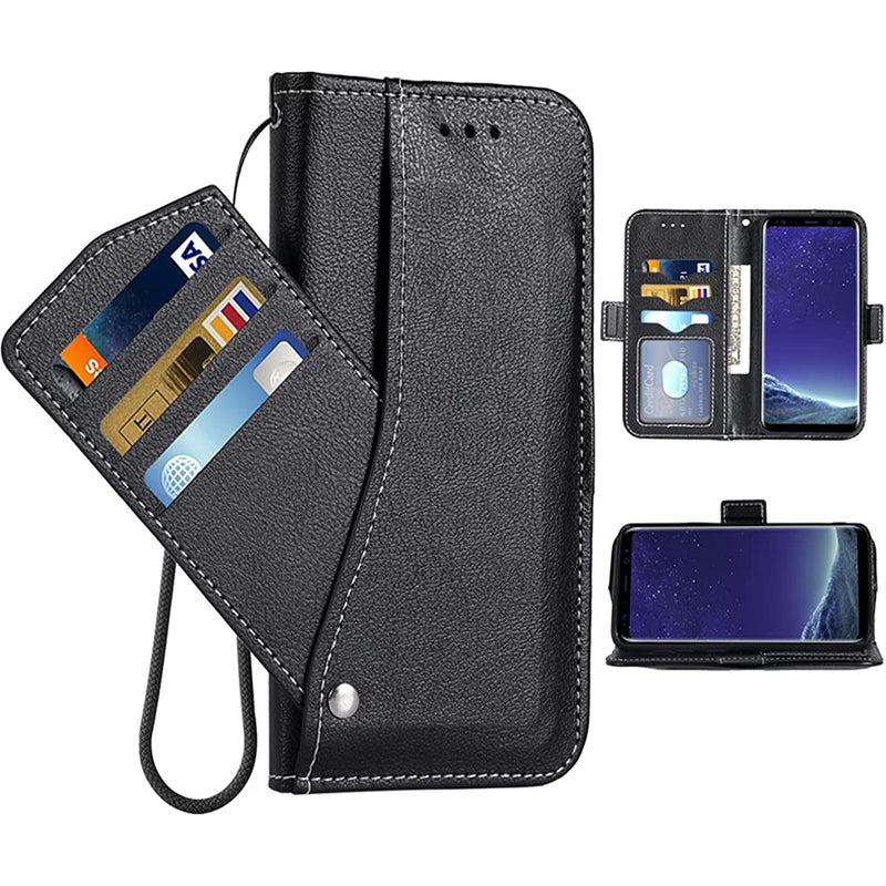 Huawei P40 Pro Wallet Case Wrist Strap Lanyard Leather Flip Cover Card Holder Stand