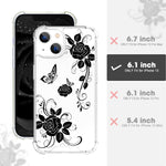 Cutebe Cute Clear Crystal Case For Iphone 13 6 1 Inch 2021 Released Shockproof Series Hard Pc Tpu Bumper Yellow Resistant Protective Cover With Design For Women Girls Black