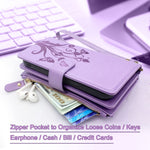 Lacass Compatible With Iphone 13 Pro 6 1 Inch 2021 Case Card Slots Id Credit Cash Holder Holder Zipper Pocket Detachable Magnet Leather Wallet Cover Wrist Strap Lanyard Butterfly Light Purple