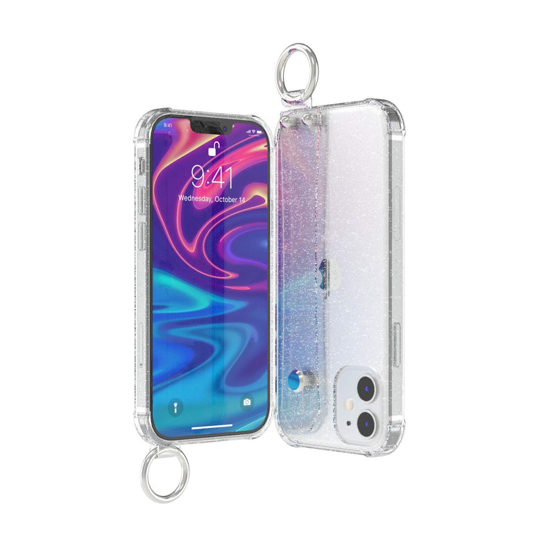 Clear Glitter Case With Hand Strap Compatible With Iphone 12 12 Pro 6 1 Inch Sparkle Bling Cover Case With Adjustable Wrist Strap Stand Holder And Key Ring For Girls Women