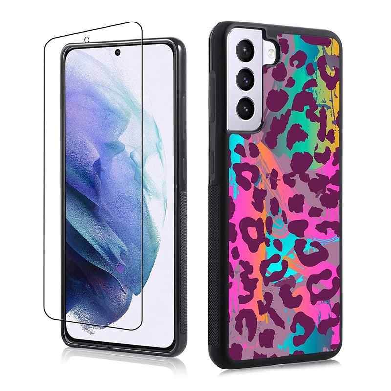 Lsl Compatible With Samsung Galaxy S22 Case With Screen Protector Leopard Cheetah Animal Skin Design Phone Case For Women Kids Soft Tpu Anti Slip Shockproof Protective Cover For S22 6 2 Inch 2022