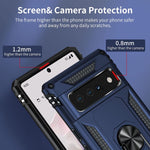 Mafecalum Case Comaptible For Google Pixel 6 Pro 5G With 3D Curved Edge Glass Screen Protector Camera Protector Military Grade Shockproof Protective Phonecover With Ring Car Mount Kickstand Blue