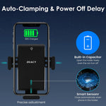 ZEACY Wireless Car Charger Mount 15W Qi Fast Charging Auto-Clamping Air Vent Phone Holder for iPhone 13/12/11/X/8 Samsung Galaxy