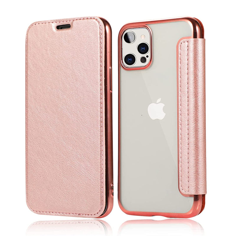 Muzifei Clear Case For Iphone 13 Pro Wallet Case Crystal Slim Thin Pu Leather Folio Flip Case With Card Slot And Clear Soft Tpu Back Cover For Apple Iphone 13 Pro 6 1Rose Gold