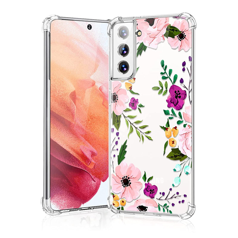 Clear Floral Case For Samsung Galaxy S22 Soft Flexible Tpu Shockproof Protective Cover Case For Women Girls Floral Pattern Galaxy S22 Case 6 06 Inch Floral Mix