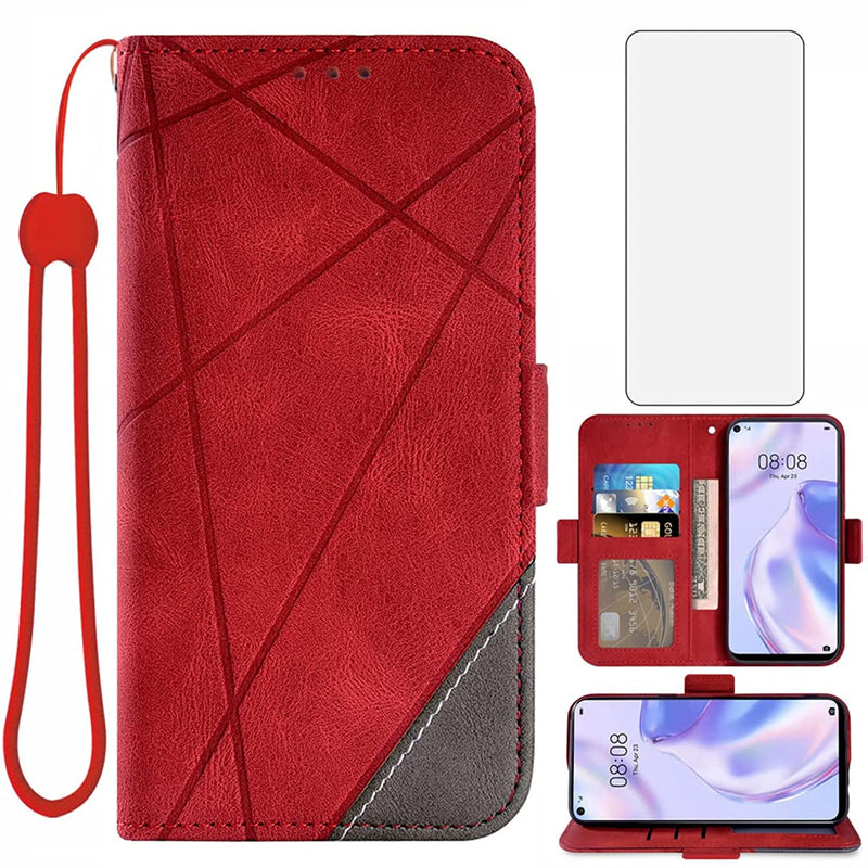 New For Huawei P40 Lite 5G Wallet Case And Tempered Glass Scre