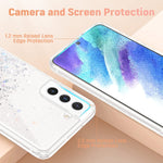 Caka Samsung Galaxy S21 Fe Glitter Clear Crystal Sparkle Bling Case For Girls Women Anti Yellowing Soft Tpu Hard Pc Slim Protective Phone Case Cover For Samsung Galaxy S21 Fe 5G Clear