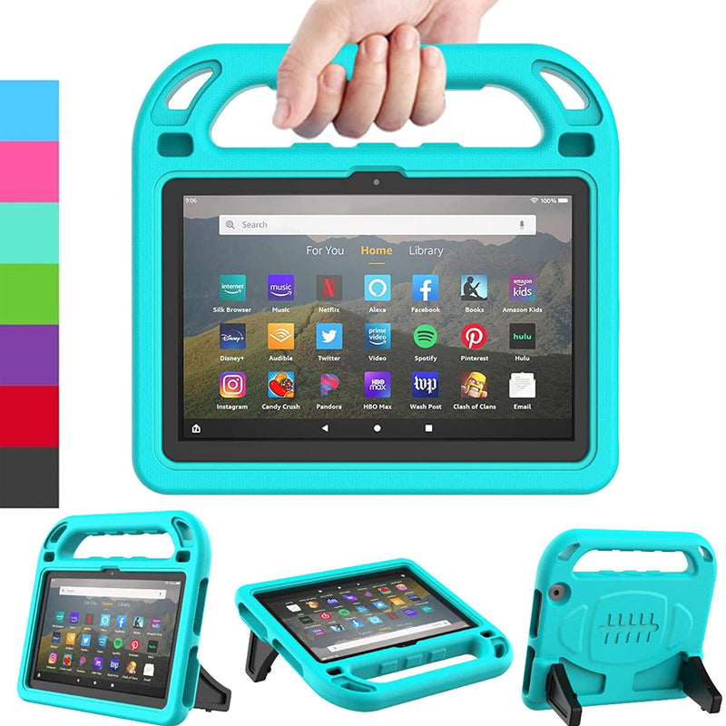 Kids Case For All New Fire Hd 8 Plus 2020 Lightweight Shockproof Handle With Stand Kid Proof Case For Amazon Fire Hd 8 Inch Tablets Latest 10Th Generation 2020 Release Turquoise