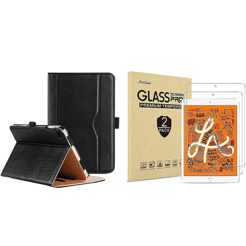 Ipad Mini 4 Leather Stand Folio Case Bundle With 2 Pack Ipad Mini 5 2019 Mini 4 2015 Tempered Glass Screen Protectors