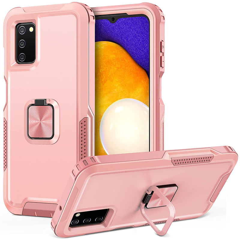 Jakpak For Samsung Galaxy A02S Case Built In Rotating Ring Holder Kickstand Galaxy A02S Case Protective Heavy Duty Shockproof Dual Layer Cover Compatible With Samsung Galaxy A02S 6 5 Inch Rose Gold