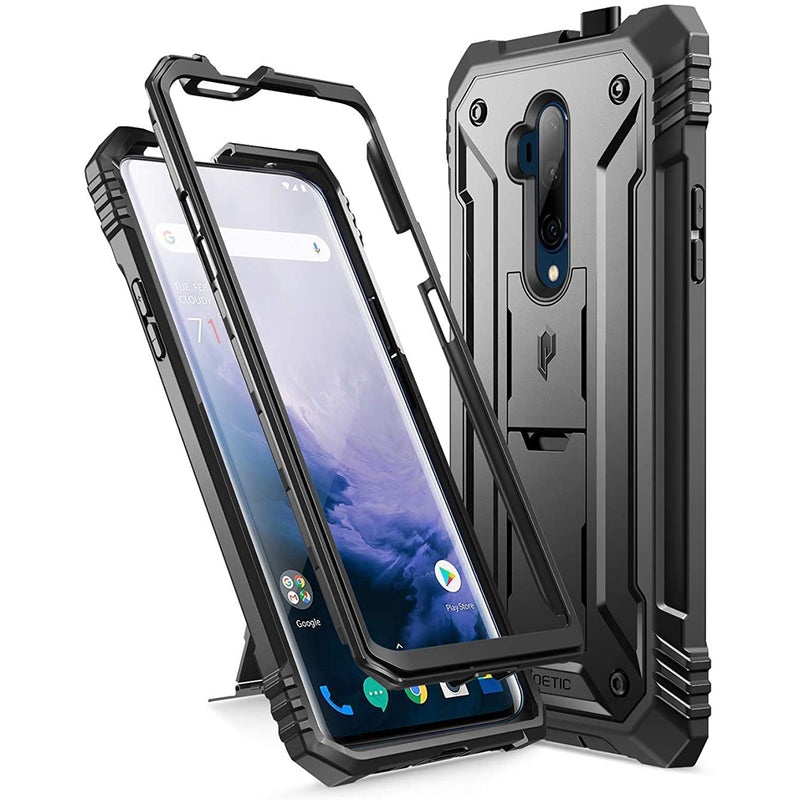 Poetic Revolution Series Designed For Oneplus 7T Pro Oneplus 7 Pro Full Body Rugged Dual Layer Shockproof Protective Cover With Kickstand And Built In Screen Protector Black