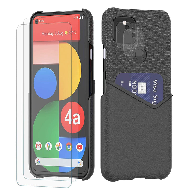 Kdrose Weaving Design For Pixel 4A 5G Case With Card Slot 6 2 Inch With 2 Screen Protectors 2 Camera Protectors For Google Pixel 4A 5Gblack