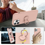 Abitku Compatible With Iphone 13 Pro Max Case Silicone With 360 Ring Kickstand Holder Support Magnetic Car Mount Microfiber Cloth Fully Coverage Designed For Iphone 13 Pro Max 6 7 Inch 2021 Pink