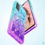 Dzxouui For Samsung A13 5G Case Glitter Women Girls Bling Sparkle Liquid Flowing Quicksand Clear Soft Tpu Phone Case For Samsung Galaxy A13 5G 6 5 Inch Teal Purple