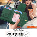 Kudex For Galaxy S22 Case Wallet For Women Removable Adjustable Shoulder Strap Crossbody Flip Leather Slim Back Zipper Purse Case With Card Slot Holder Stand For Samsung Galaxy S22 6 1Green