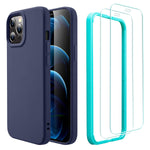 Esr Cloud Series Case With Screen Protectors Compatible With Iphone 12 Pro Max Case Liquid Silicone Case 2020 2 Glass Screen Protectors Comfortable Grip 6 7 Navy Blue