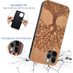 Cyd Wooden Case For Iphone 11 Pro Max Natural Real Wood Engraved Life Tree Shockproof Drop Proof Slim Bumper Tpu Protective Cover