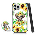 Lsl Case For Iphone 13 Pro Max Case With Ring Holder Kickstand Stand Sunflower Flower Floral Elephant For Women Girls Soft Slim Tpu Shockproof Protective Cover For Iphone 13 Pro Max