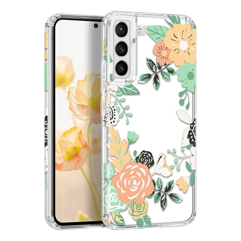 Hekodonk Compatible With Samsung Galaxy S22 5G Case Cute Clear Crystal Soft Flexible Tpu Shockproof Protective Cover For Women Girls Slim Flower Pattern Design For S22 5G Phone Case Abundant Blossom
