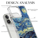 Ceeslian Compatible With Iphone 13 Pro Case Transparent Bling Case Tpu Bumper Hard Pc Back Shockproof Art Painted Glossy Clear Shiny Case Starry Night