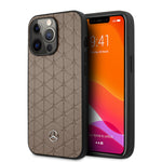 Mercedes Benz Phone Case For Iphone 13 Pro Max In Quilted Brown With Mini Star Patterns Real Leather Protective Durable Anti Scratch Case With Easy Snap On Shock Absorption Signature Logo