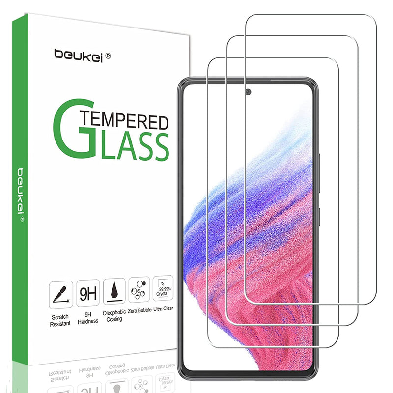 3 Pack Beukei Screen Protector Tempered Glass For Samsung Galaxy A51 Galaxy A52 Galaxy A53 5G Screen Protector Anti Scratch Touch Sensitive Case Friendly 9H Hardness
