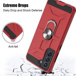 Compatible With Samsung Galaxy S21 Fe 5G Case Cover Durable Shockproof Tpu Bumper Cover And Hard Pc With Ring Buckle Skin For Galaxy S21 Fe 5G Red