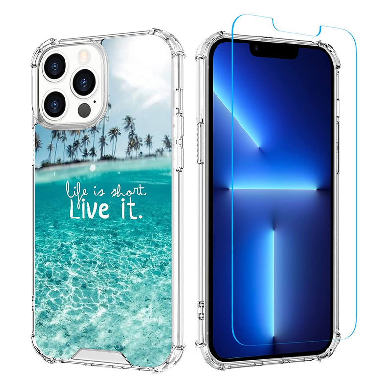 Ook Iphone 13 Pro Case 6 1 Inch 2021 Beach Pattern Style Shockproof Clear Iphone 13 Pro Cover With Screen Protector For Men Women