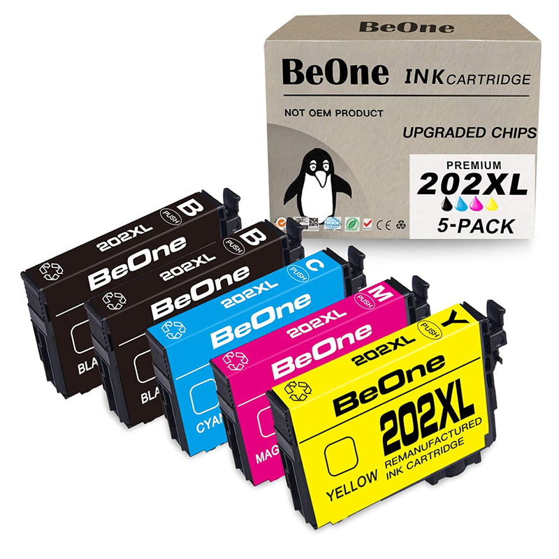 Ink Cartridge Replacement For Epson 202 Xl 202Xl T202 T202Xl 5 Pack To Use With Workforce Wf 2860 Wf2860 Expression Home Xp 5100 Xp5100 Printer 2 Black 1 Cyan