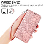Petocase Compatible With Samsung Galaxy S21 Ultra 5G Case Embossed Mandala Floral Leather Folio Flip Wristlet Shockproof Protective Id Credit Card Slots Holder Cover For S21 Ultra 5G 6 8 Rose Gold