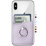 Leather Phone Card Holder Stick On Wallet For Iphone And Android Smartphones By Wallaroo Pastel Purple Ring Wallet
