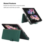 Kihuwey For Galaxy Z Fold 3 5G Genuine Leather Wallet Case Real Leather Magnetic Flip Protective Cover With Kickstand S Pen Slot Card Holder Shockproof Case For Samsung Galaxy Fold3 2021 Dark Green