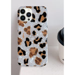 Leazul Compatible With Iphone 13 Pro Max Case 6 7 Inch2021 Sparkly Leopard Bling Gold Glitter Animal Cheetah Print Design Soft Tpu Rubber Protection Shockproof Cover Case For Women Girls White