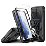 Dretal For Galaxy S21 Fe Case Samsung Galaxy S21 Fe Case Hd Tpu Screen Protector With Kickstand Slide Lens Protector Cover Shockproof Rugged Military Grade Protective Case Tc Black