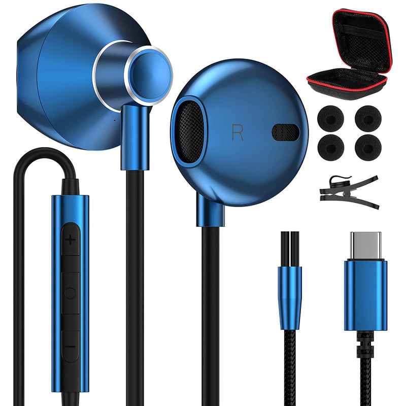 Cooya Usb C Headphones For Pixel 6 Pro Usb Type C Wired Earbuds With Mic Volume Control Metal Shell Hifi Stereo In Ear Earphones For Ipad Mini 6Th Samsung S22 S21 S20 Fe Note 20 Ultra Galaxy Z Flip 3