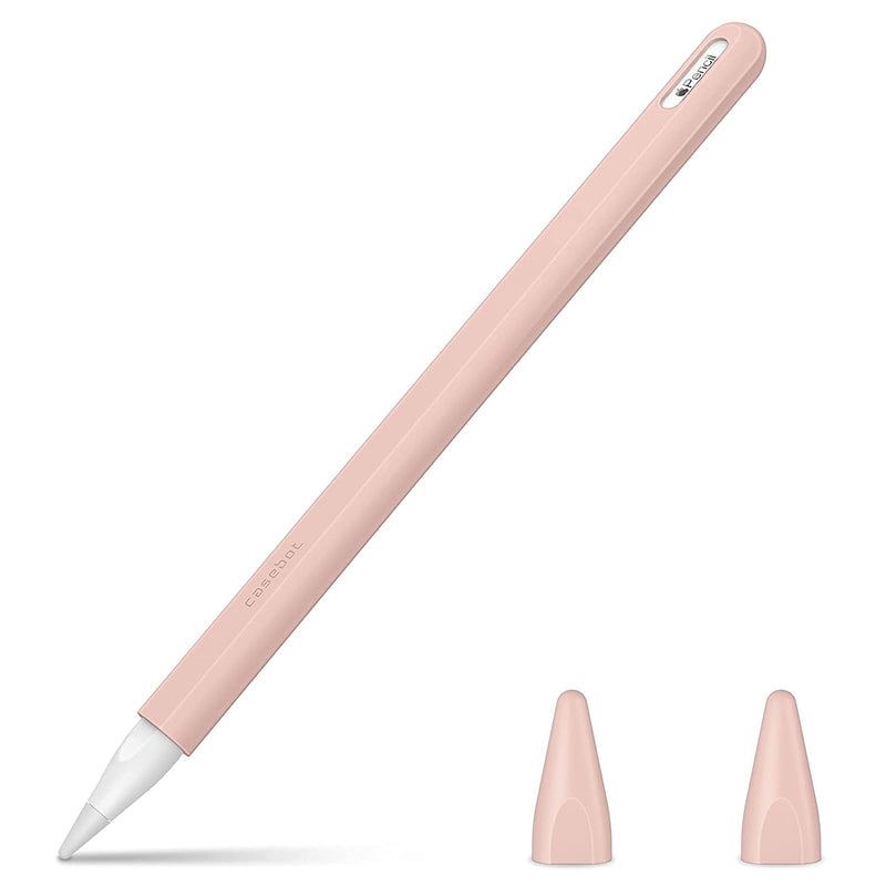 Silicone Sleeve For Apple Pencil 2Nd Generation Light Pen Skin Case Cover Soft Protective Pencil Grip Holder With 2 Nib Covers Accessories Pink Sand