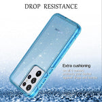 Lontect For Galaxy S21 Ultra 5G Case Glitter Blue Clear Sparkly Bling Rugged Shockproof Hybrid Full Body Protective Case Cover Without Screen Protector For Samsung Galaxy S21 Ultra 5G 6 8 2021