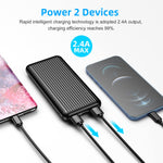 Portable Charger 10000Mah Ultra Slim Light Power Bank Usb C Mirco 2 Usb Ports Charge External Battery Pack Textured Corrugated Shell Powerbank For Iphone Ipad Huawei Samsung Xiaomi Black