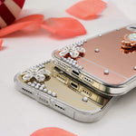 Omorro For Iphone 13 Pro Max Makeup Mirror Case For Women Girls Luxury Bling Glitter Rhinestone Cover With Shiny Crystal Diamond Ring Stand Holder Finger Grip Cute Girly Cases Silver