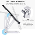 Adjustable Cell Phone Stand Loosloon Aluminum Fully Foldable Portable Desktop Phone Holder Dock For Desk Compatible With Iphone 12 11 Pro 2021 Ipad All Mobile Smart Phones Kindle Tablet 4 11 Silver
