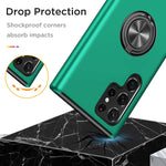 Lekevo Compatible With Samsung Galaxy S22 Ultra Case With Ring Holder Stand Hybrid Dual Layer Heavy Duty Shockproof Protective Phone Cover Green
