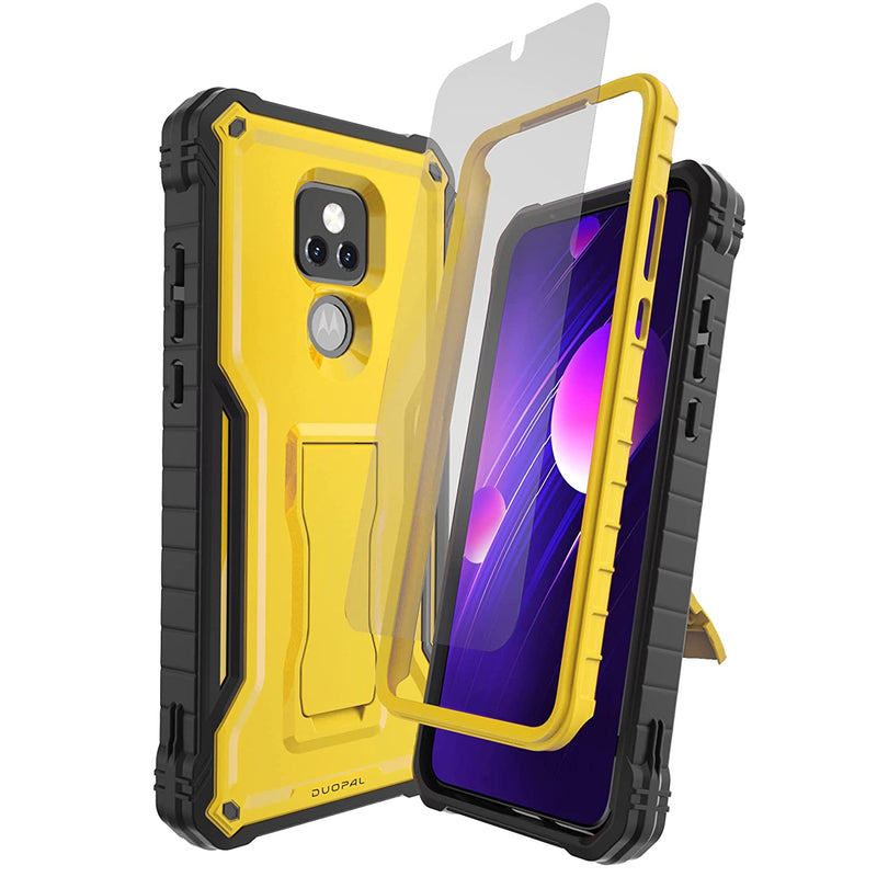 For Motorola Moto G Play 2021 Case Grade Protection Shockproof Case With Tempered Glass Hd Screen Protector And Kickstand Compatible With Moto G Play 2021 Phone 6 5 Inch Yellow