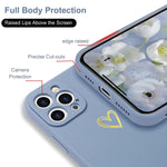 Wirvyuer Compatible With Iphone 13 Pro Case Cute Gold Love Heart Pattern Soft Tpu Liquid Silicone Case For Women Girls Slim Protective Shockproof Cover For Iphone 13 Pro Phone Case Grey