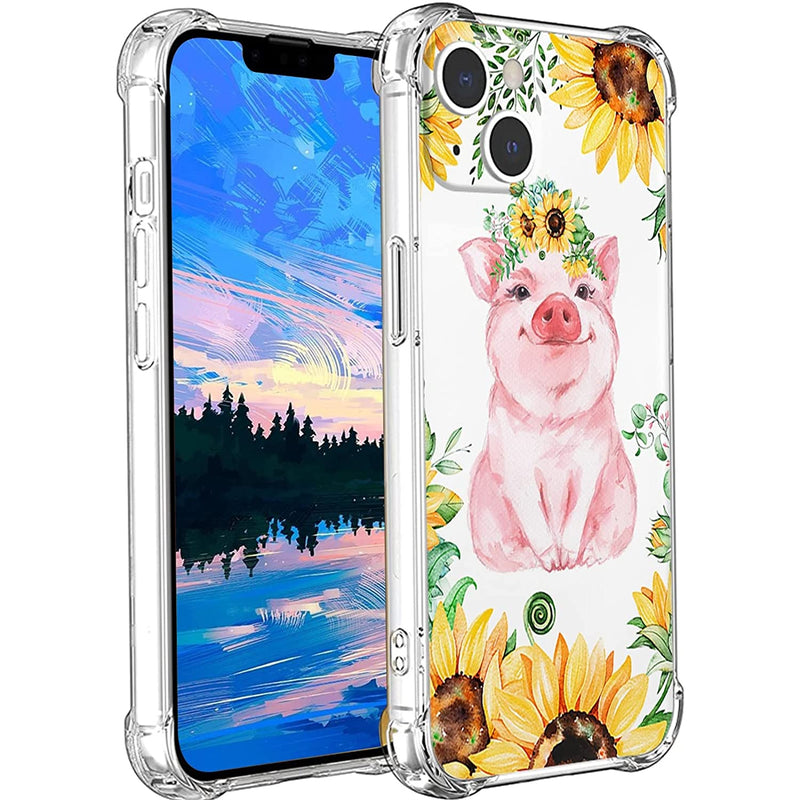 Compatible With Iphone 13 Pro Max Pig Sunflower Cute Pattern Case Sunflower Pig Cool Aesthetic For Iphone Case With Graphic Design For Women Girls Gifts Soft Tpu Cover Case For Iphone 13 Pro Max