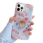 Guppy Compatible With Iphone 13 Pro Max Flower Case Cute Glitter Butterfly Floral 360 Degree Rotating Diamond Ring Holder Kickstand Soft Bumper Protective Cover 6 7 Inch White Ql3317 I13Pm 2