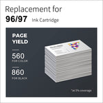 Ink Cartridge Replacement For Hp 96 97 C8767Wn C9363Wn Combo Pack For Deskjet 5740 5940 9800 6988 6980 Officejet 7310 7210 Photosmart 8050 2610 Printer Black C