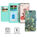 Coveron Wallet Pouch Designed For Google Pixel 6 Case Rfid Blocking Flip Folio Stand Pu Leather Phone Cover Almond Blossom