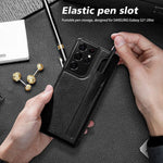 Cloudvalley For Galaxy S21 Ultra 5G Case With S Pen Holder Slim Soft Tpu And Leather Hybrid Pen Slot Case Black